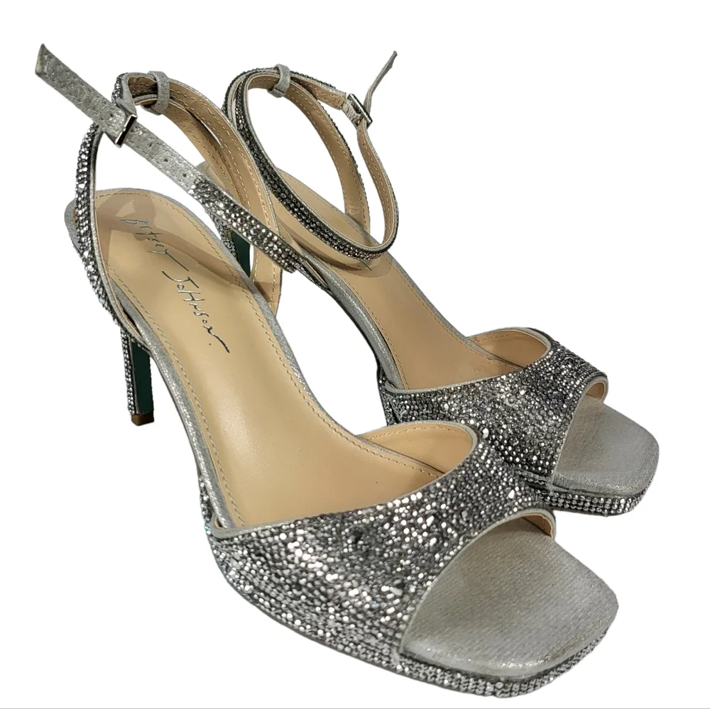 Blue by Betsey Johnson Suni Platform Dress Sandals Silver 8 - Picture 2 of 4